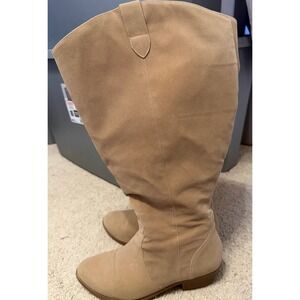 Women's Lane Bryant Wide Calf Tall Boots 9W Tan Faux Suede Zipper Boho